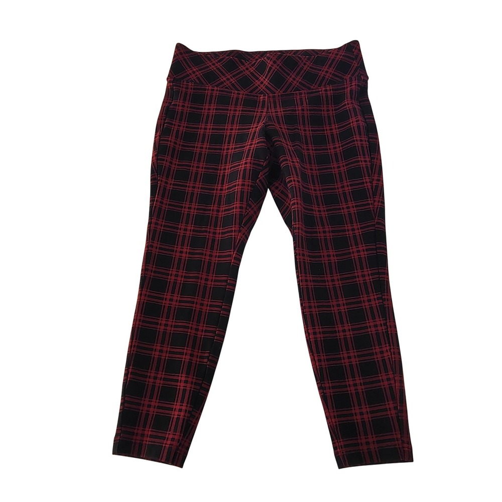Torrid‎ Pixie Pants Red Black Plaid Tartan Skinny Ankle Career Trousers Size 00